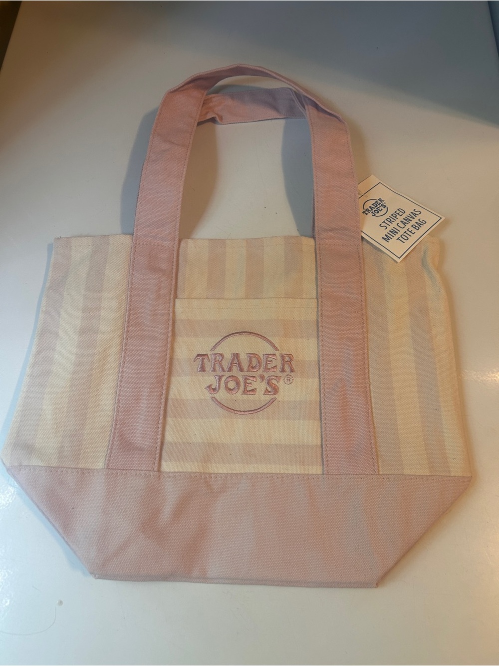 Trader Joe’s Pink Striped Canvas Tote Bag